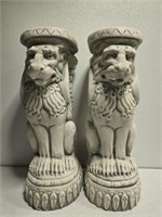 Pair of ceramic lion plant stands