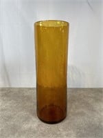 Vintage amber colored crackle vase, 14 inches