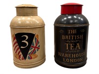 (2) Vintage Painted Metal Tea Tins