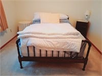 Full Size Bed, Chest & Round Table, Lamp