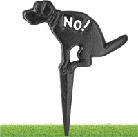No Pooping Naughty Dog Black Yard Sign with Stake