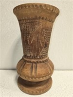 Antique unique hand carved wooden vase