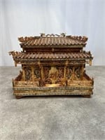Miniature carved chinese temple, has a chip on