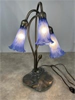 Tiffany Style blue colored Lillies desk lamp,