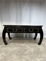 Black enameled coffee table with 2 drawers,