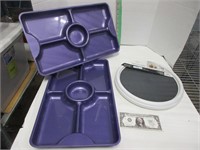 New Non Skid turntable 2 food divider trays