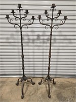 Pair of Vintage Ornamental Iron Candle Stands