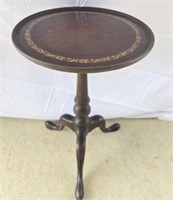 Leather Top Mahogany Accent Table