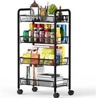 Mesh Wire Rolling Cart, 4 Tier Kitchen Storage