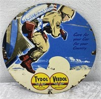 Old Look Round Enamel "TYDOL" Advertising Sign