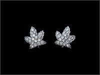 14k White Gold Maple Leaf Stud Earrings