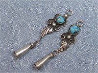 Sterling Silver Tested Turquoise Earrings See Info