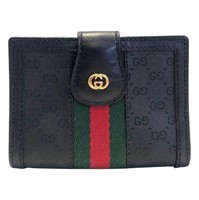 Gucci Monogram Leather Cloth Web GG Logo Wallet