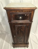 Beautiful Antique Burlwood and Marble Accent Table