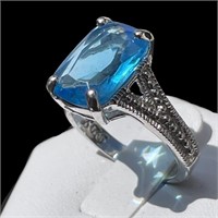 18k White Gold 4.00ct Blue Sapphire Diamond Ring