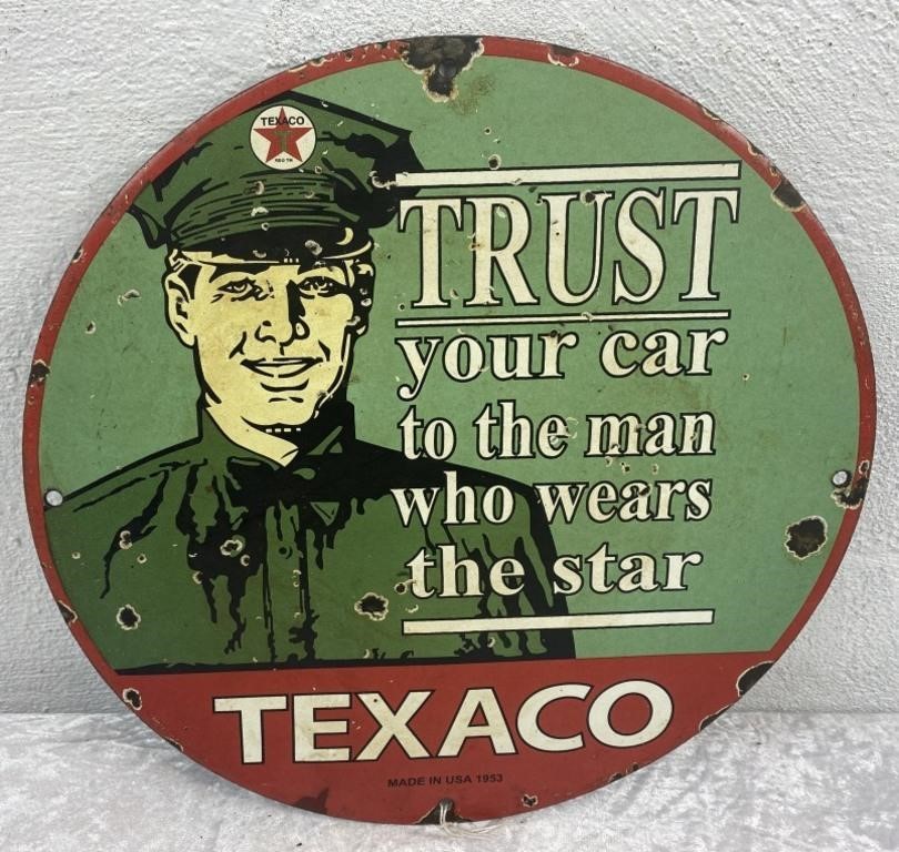 Old Look Round "TEXACO" Advertising Sign