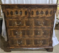 Antique Baroque Style Wood 5 drawer chest