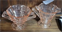 SET PINK DEPRESSION GLASS CREAM & SUGAR