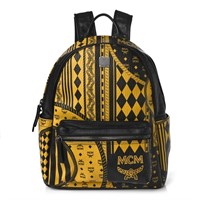 MCM Visetos Baroque Black/Gold Leather Backpack