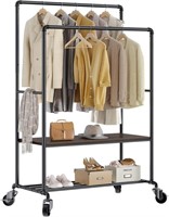Greenstell Garment Rack with Shelves & Wheels,