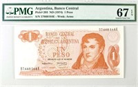 Argentina 1Peso ND(1974) PMG67+Gift!ArAC