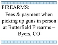 Firearms: Fees - Payment & Info for Local Pick Up