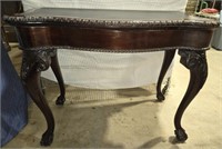 Antique French Leather Top Hall Table