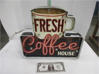 Fresh coffee house lighted sign, works
