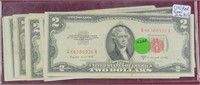 APPROX 10 RED SEAL $2 US NOTES