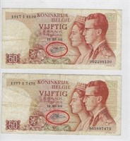 Belgium 50 Francs REPLACEMENT  x2 Diff. Signa..RB2