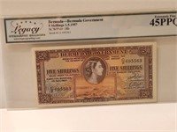 Bermuda 5 Shillings Queen Elizabeth,1.5.1957.B563
