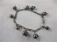 Sterling silver gray freshwater pearl bracelet