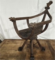 Italian carved walnut gondola throne chair