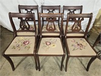 Set of 5 vintage harp back chairs