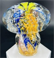 Beautiful MCM Art Glass Mushroom Paperweight