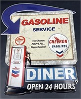 Metal Chevron Diner Advertising Sign