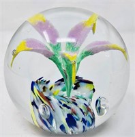 MCM Murano Floral Art Glass Paperweight