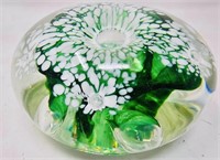 Vintage Wheatonware Floral Art Glass Paperweight