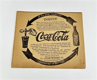 1907 Coca Cola Newspaper Ad Straight Side Bottle