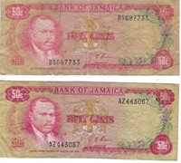 Jamaica 50 Cents Fine x 2 including Lucky 7.JA1E