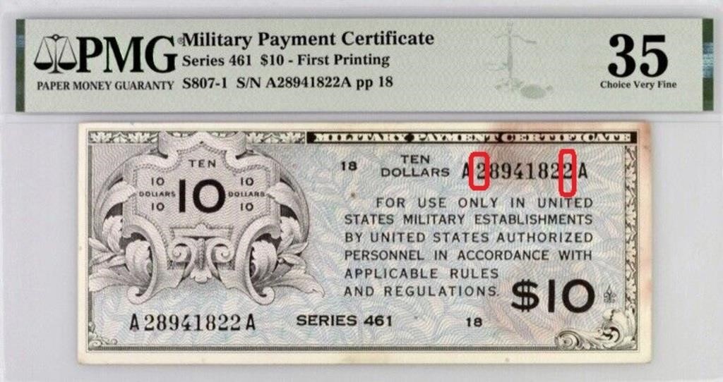 Military Payment $10 PMG 35 Fancy SN !.UZ34