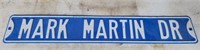 Mark Martin Drive metal road sign
