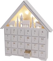 White House Wooden Advent Calendar with LED Light