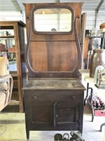 Antique Wooden Wash Stand with Mirror