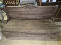 Antique Wood Carved Bench with Storage