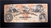 CENTRAL BANK OF HOLLIDAYSBURG 5 DOLLAR BILL