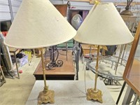 Pair of Decorative Metal Base Lamp w Shade