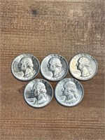 1951D B U WASHINGTON QUARTERS LOT OF 5