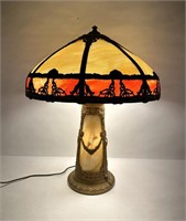 Arts and Crafts Empire Slag Glass Lamp