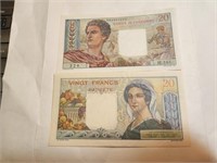 Tahiti,Papeete 20 Francs x2 Different Signature.T1